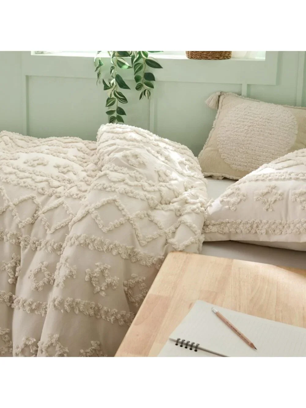 Boho Tufted Twin Comforter Set - Beige Bedroom Decor & Cozy Bedding Essentials